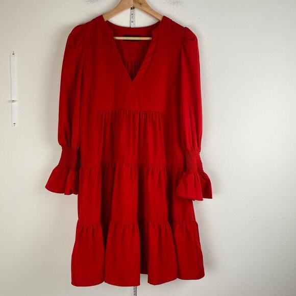 Tuckernuck Kenzo Dress Size XS Red Mini Long Sleeve Pomander Place - Picture 9 of 16